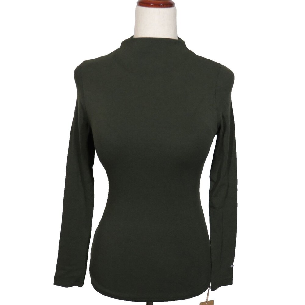 OGL EcoMousse LiteWarm Mock Neck Long Sleeve Brami Top Dark Olive Size Small